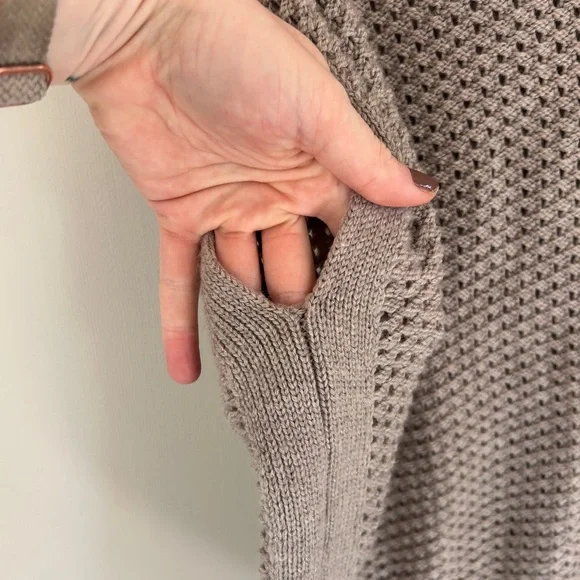 EILEEN FISHER Merino Wool Open Knit Boxy Mock Sweater Lagenlook Quiet Luxury | S - Picture 5 of 12